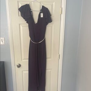 City Chic Purple Maxi Dress with Embellished Waist